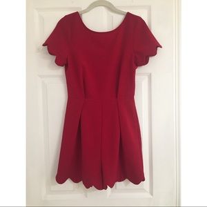 Scalloped Red Romper